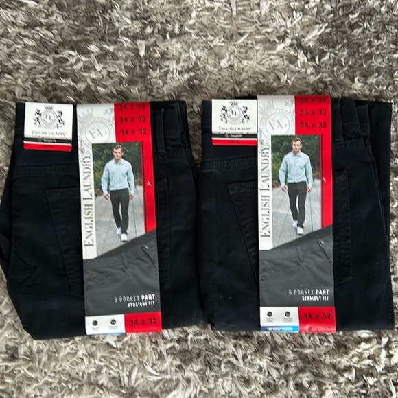 New 2 pair English laundry black five pocket straight fit pants jeans men’s 3432